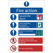 Fire Action Procedure' Mandatory Sign, 200 x 300mm, Design 2