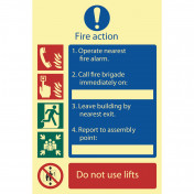 Glow In The Dark 'Fire Action Procedure' Mandatory Sign