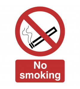 'No Smoking' Prohibition Sign, 200 x 300mm