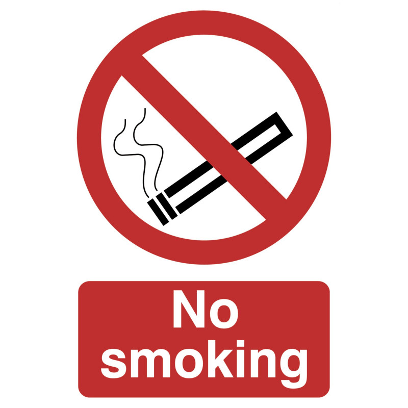 'No Smoking' Prohibition Sign, 200 x 300mm
