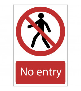 No Entry' Prohibition Sign, 200 x 300mm