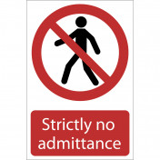 No Admittance' Prohibition Sign, 200 x 300mm