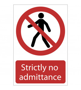 No Admittance' Prohibition Sign, 200 x 300mm
