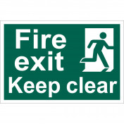 Fire Exit Keep Clear' Safety Sign, 300 x 200mm, Design 1