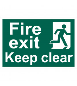 Fire Exit Keep Clear' Safety Sign, 300 x 200mm, Design 1
