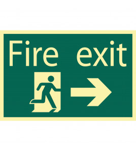 Glow In The Dark 'Fire Exit Arrow Right' Safety Sign