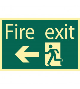Glow In The Dark 'Fire Exit Arrow Left' Safety Sign