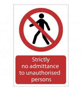No Admittance' Prohibition Sign, 400 x 600mm