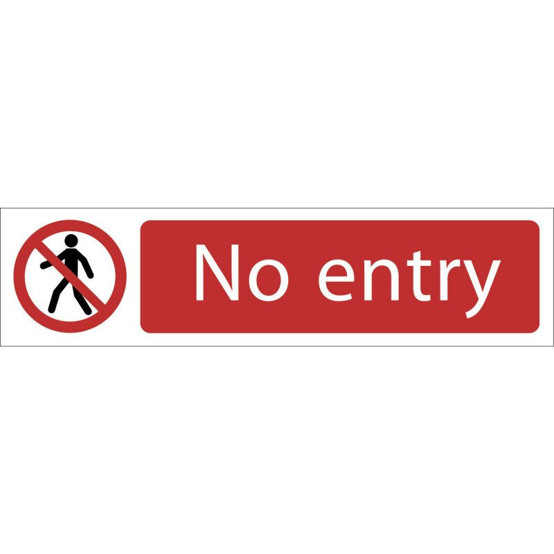 No Entry' Prohibition Sign, 200 x 50mm - Discontinued