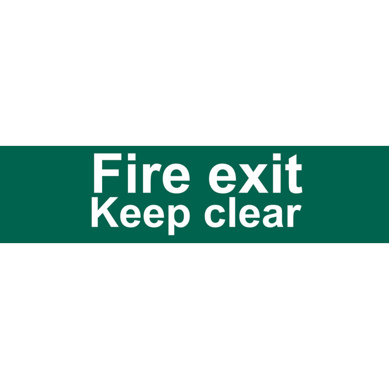 Fire Exit Keep Clear' Safety Sign, 200 x 50mm