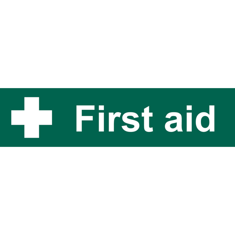 'First Aid' Safety Sign, 200 x 50mm - Discontinued