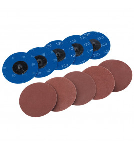 Assorted Aluminium Oxide Sanding Discs, 75mm (Pack of 10)