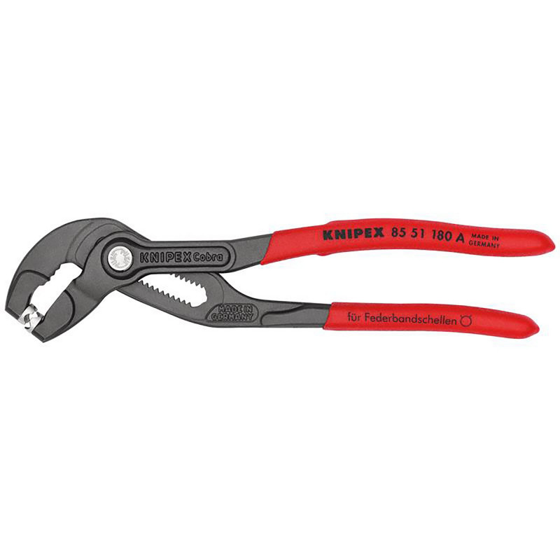 KNIPEX 85 51 180 A SB Spring Hose Clamp Pliers with non-slip plastic coating grey atramentized, 180mm