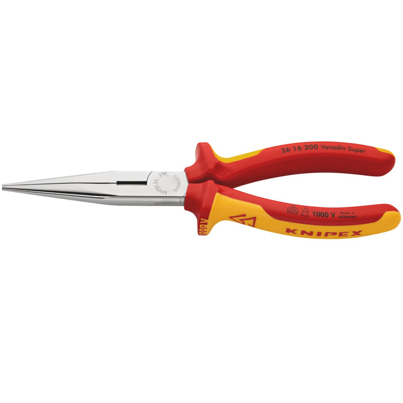 KNIPEX 26 16 200 SBE VDE Snipe Nose Side Cutting Pliers, 200mm