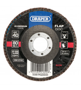Aluminium Oxide Flap Disc, 115 x 22.23mm, 40 Grit