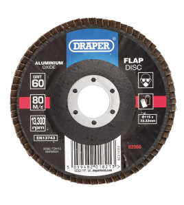 Aluminium Oxide Flap Disc, 115 x 22.23mm, 60 Grit