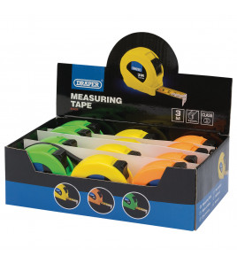 Measuring Tapes, 3m/10ft x 16mm, 3 Colours (Dispenser of 12)