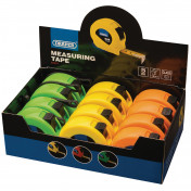 Measuring Tapes, 5m/16ft x 19mm, 3 Colours (Dispenser of 12)