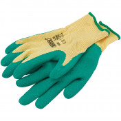 Heavy Duty Latex Coated Work Gloves, Large, Green