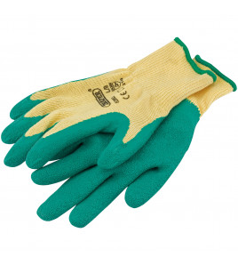 Heavy Duty Latex Coated Work Gloves, Large, Green