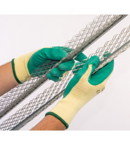 Heavy Duty Latex Coated Work Gloves, Large, Green