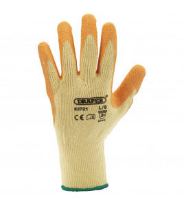 Heavy Duty Latex Coated Work Gloves, Large, Orange