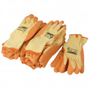 Heavy Duty Latex Coated Work Gloves, Extra Large, Orange (Pack of 10)