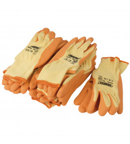 Heavy Duty Latex Coated Work Gloves, Extra Large, Orange (Pack of 10)