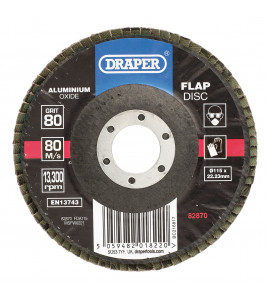 Aluminium Oxide Flap Disc, 115 x 22.23mm, 80 Grit