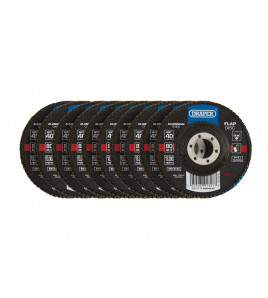 Aluminium Oxide Flap Discs, 115 x 22.23mm, 40 Grit (Pack of 10)