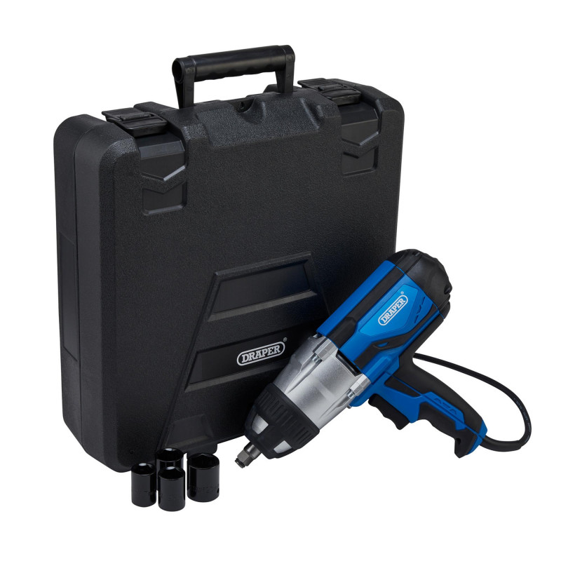230V Impact Wrench Kit, 1/2 Sq.Dr., 480Nm, 4 x Impact Sockets