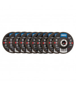 Aluminium Oxide Flap Discs, 115 x 22.23mm, 80 Grit (Pack of 10)