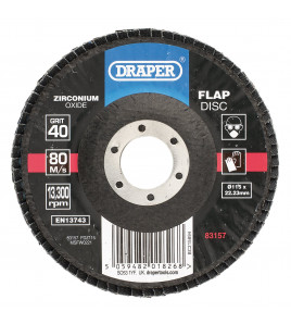 Zirconium Oxide Flap Disc, 115 x 22.23mm, 40 Grit