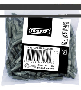 PZ TYPE Insert Bits, 1/4, No.2 (Bag of 100)