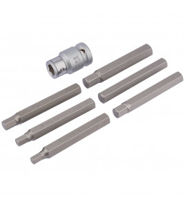 Draper Expert Hexagon Bit Set and Holder, 1/2 Sq. Dr., 6 - 12mm (7 Piece)