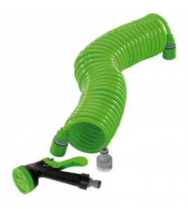 Recoil Hose with Spray Gun and Tap Connector, 10m