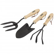 Carbon Steel Hand Fork, Cultivator and Trowel with Hardwood Handles