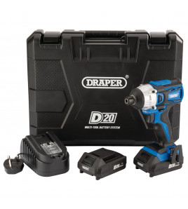 D20 20V Brushless Impact Driver, 1/4 Hex, 180Nm, 2 x 2.0Ah Batteries, 1 x Charger