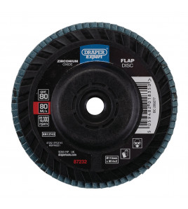 Draper Expert Zirconium Oxide Flap Disc, 115mm, M14, 80 Grit