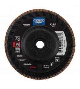 Draper Expert Ceramic Flap Disc, 115mm, M14, 40 Grit