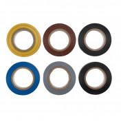 Draper Expert Insulation Tape, 10m x 19mm, Mixed Colours (Pack of 6)