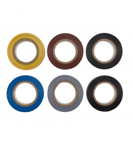 Draper Expert Insulation Tape, 10m x 19mm, Mixed Colours (Pack of 6)