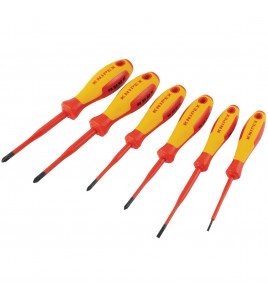 KNIPEX 00 20 12 VO4 VDE Slotted/Phillips®/Pozidriv® Screwdriver Set, 6 Parts