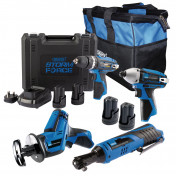 12V Drill, Drive and Cut Interchange Kit, 4 x 1.5Ah Li-ion Batteries, 1 x Fast Charger and 1 x Tool Bag