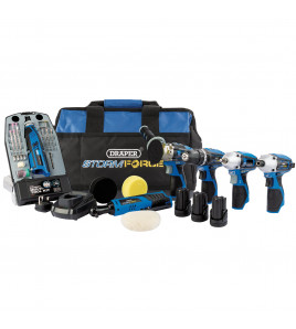 Draper Storm Force® 12V Multi-Power Interchange Kit, 3 x 1.5Ah Li-ion Batteries, 2 x Fast Chargers and 1 x Tool Bag