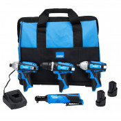 12V Drill Drive and Ratchet Interchange Kit II, 2 x 1.5Ah Li-ion Batteries, 1 x Fast Charger and 1 x Tool Bag