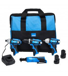 12V Drill Drive and Ratchet Interchange Kit II, 2 x 1.5Ah Li-ion Batteries, 1 x Fast Charger and 1 x Tool Bag