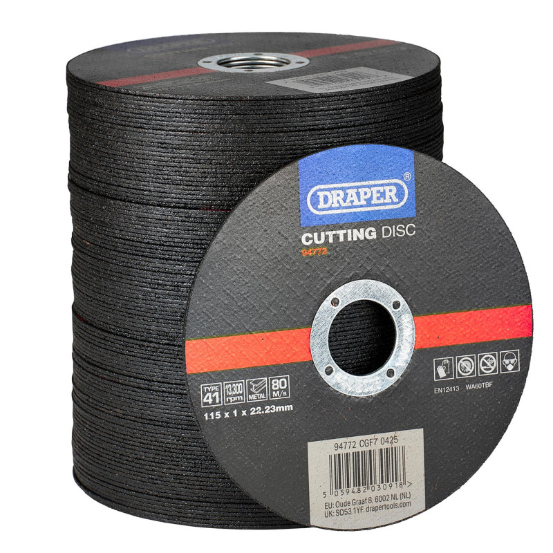 Metal Cutting Discs, 115 x 1 x 22.23mm (Pack of 100)