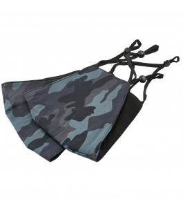 Camo Fabric Resuable Face Masks, Blue (Pack of 2)