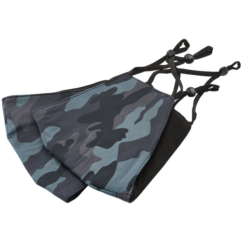 Camo Fabric Resuable Face Masks, Blue (Pack of 2)